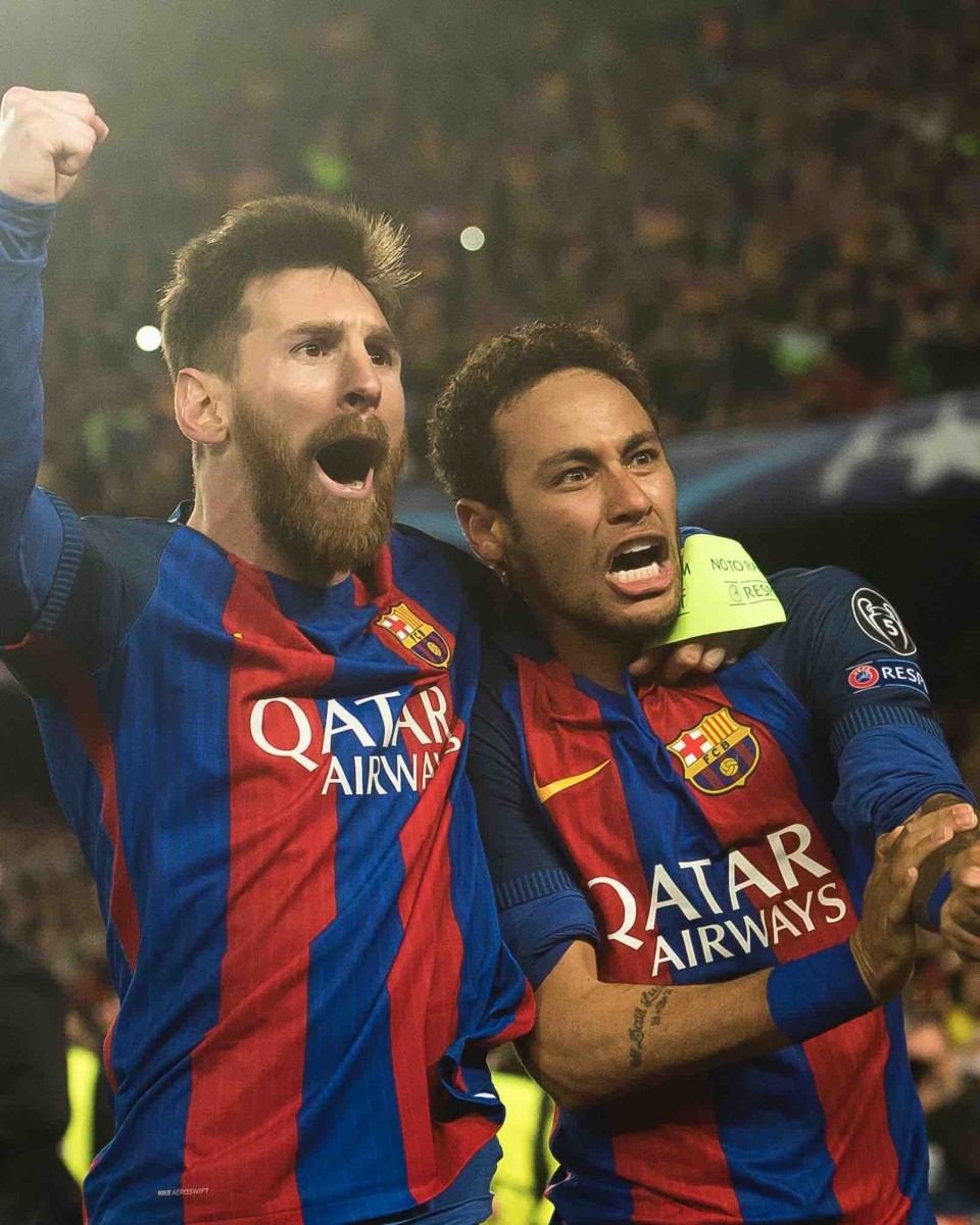 巴萨官方晒梅西和内马尔诺坎普奇迹合照永远不会忘记的夜晚