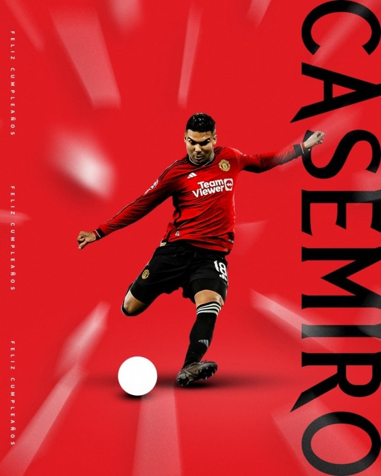 曼联官方祝卡塞米罗32岁生日快乐,加盟至今68场11球8助