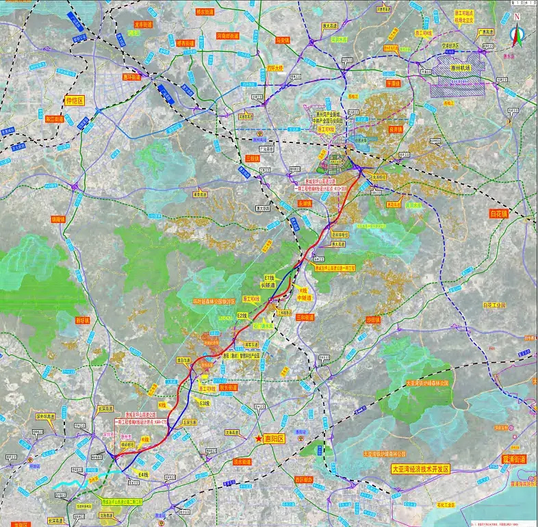 惠坪高速路线方案图惠坪高速公路一期工程路线全长约 31.