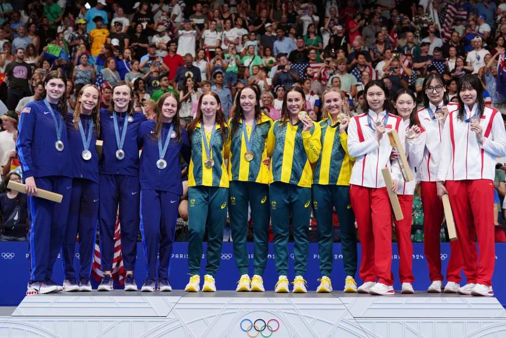 巴黎奥运会|游泳——女子4x200米自由泳接力:中国队获铜牌(7)