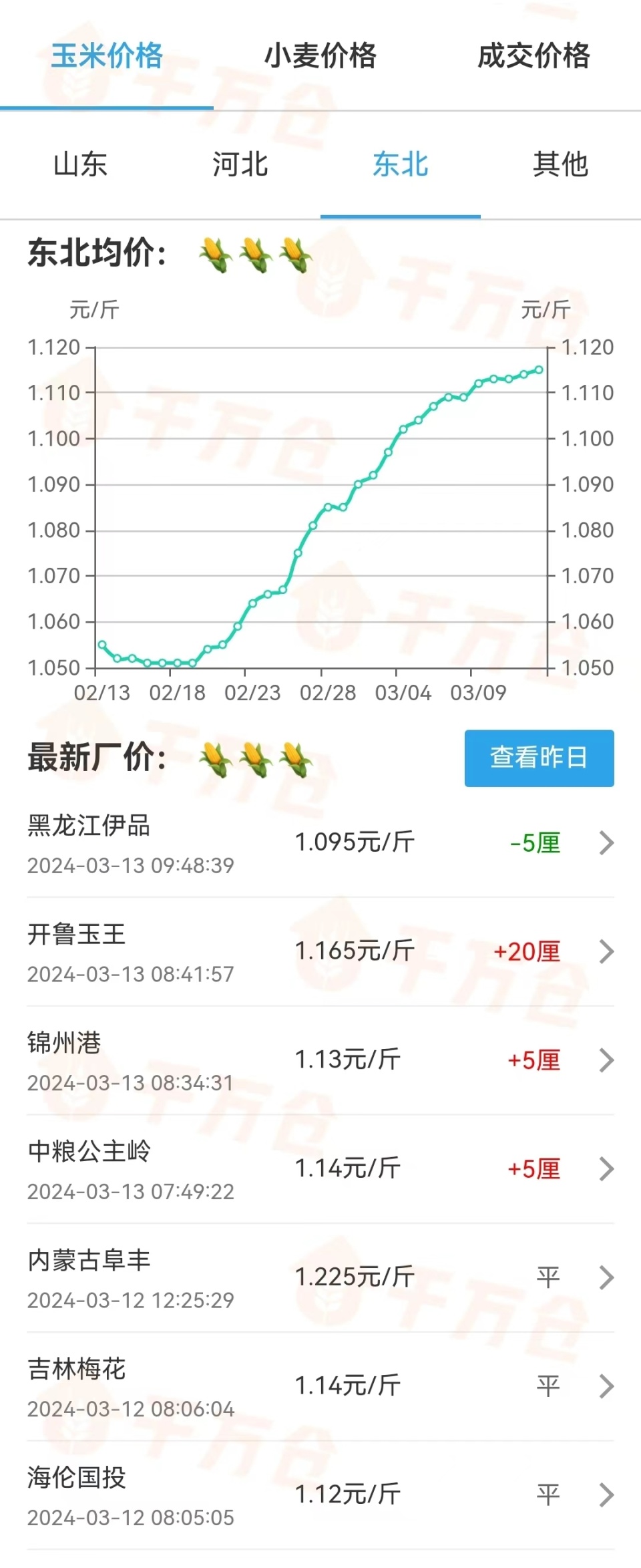 上粮激增!3月13日全国玉米价格