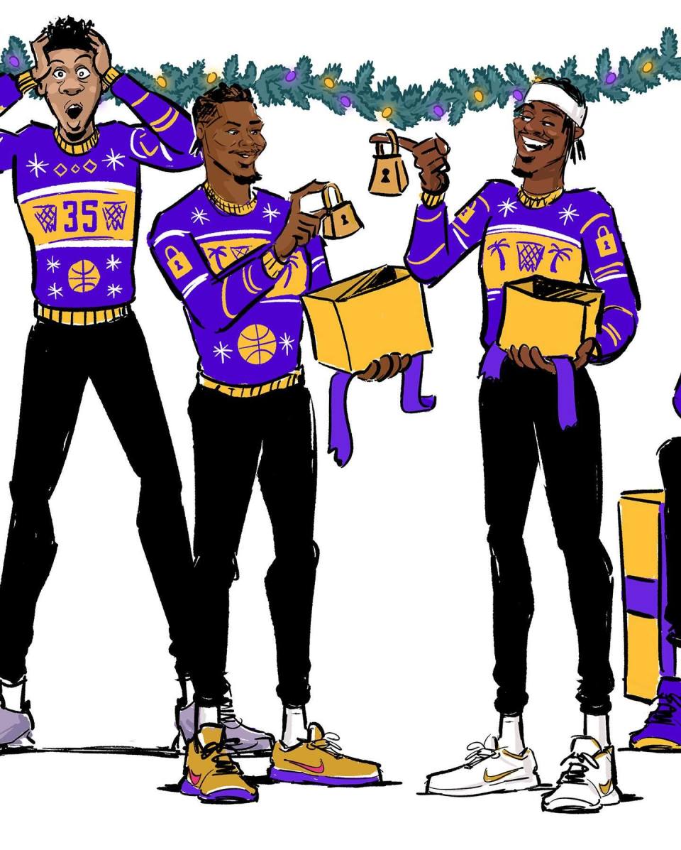 湖人官方晒全队圣诞卡通形象祝球迷们节日快乐