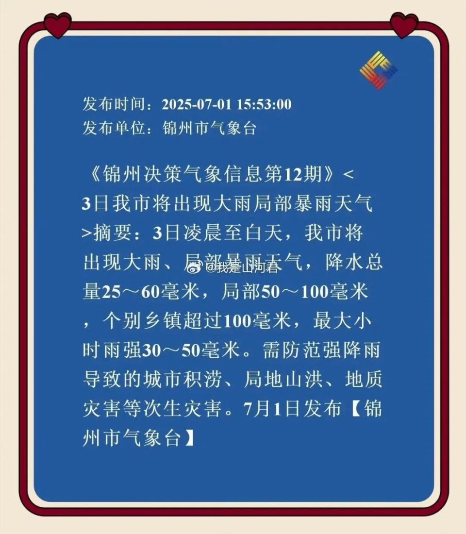 锦州30天天气预报