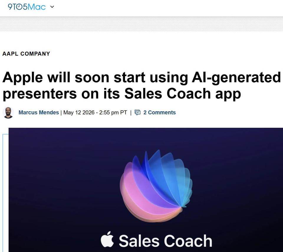 苹果将引入AI虚拟讲师，重塑Sales Coach培训体验_腾讯新闻