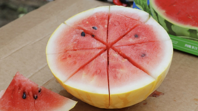 "草莓番茄",黄皮红瓤西瓜上市了,沪郊地产蔬果吃出"小时候的味道"