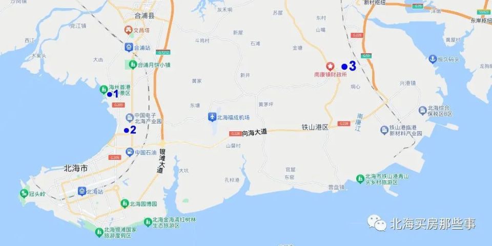 3,工業園區.2,鐵山港區南康鎮;1,合浦縣海絲首港附近;在哪兒?心動吧?