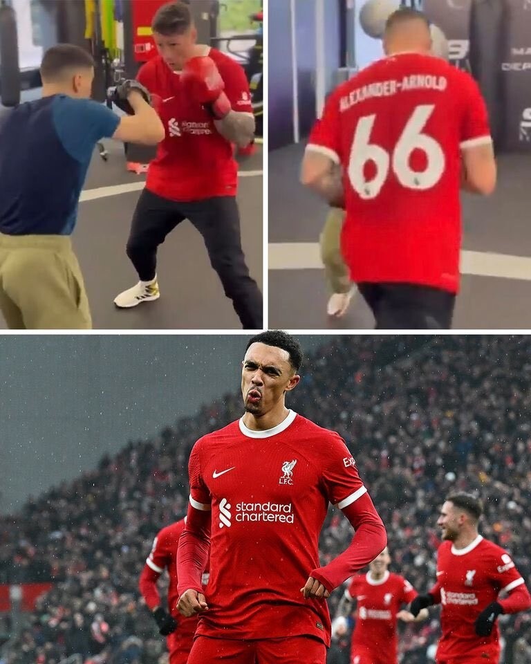 壮妞托雷斯身穿阿诺德球衣打拳击为元老赛保持状态