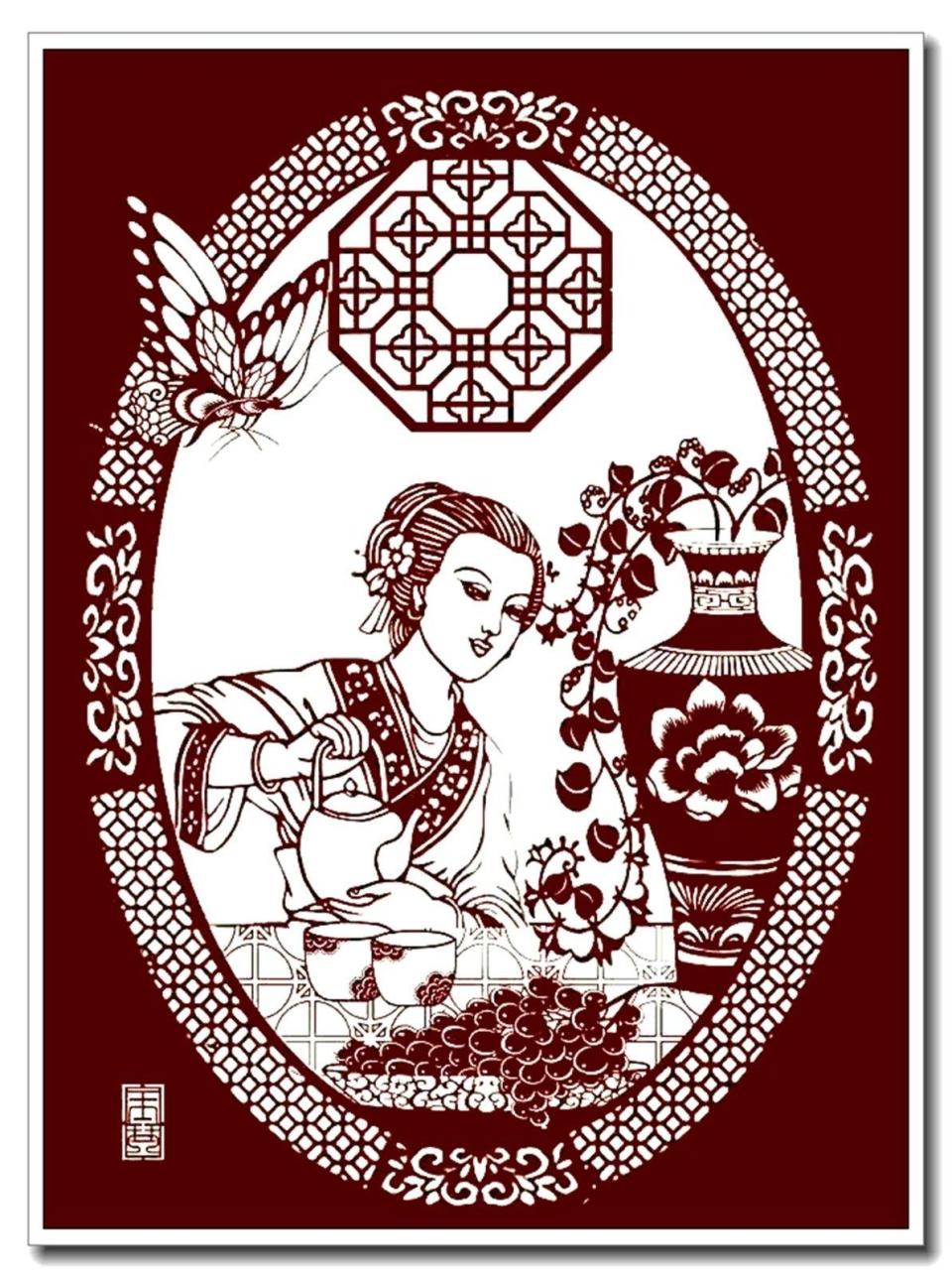 系列剪纸《茶韵》