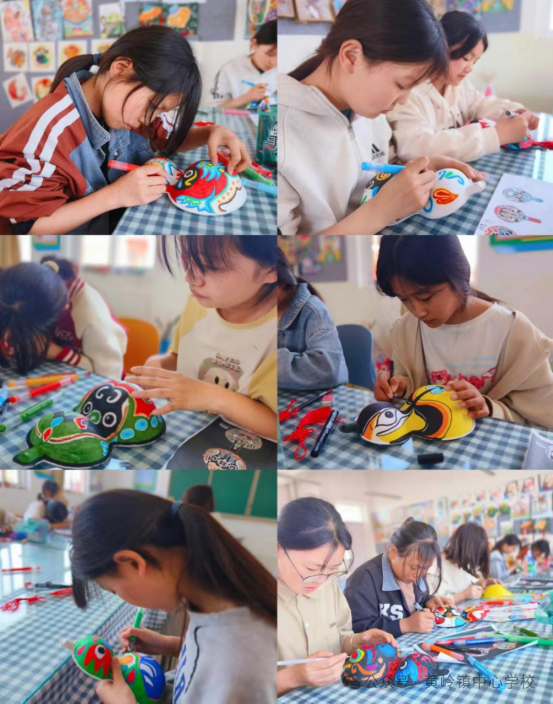 4月26日,黄岭镇中心学校乡村少年宫开展非遗文化进校园——绘制马勺