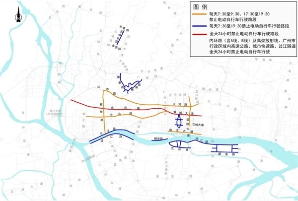 廣州外地車限行範圍包括內環路內環路放射線高架路段黃埔大道中山一