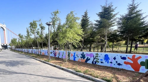 庄河大学生志愿服务队美绘墙画"点靓"城乡