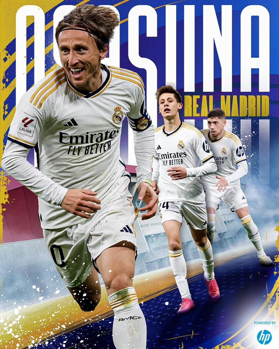 皇马客战奥萨苏纳海报莫德里奇领衔居莱尔巴尔韦德出镜