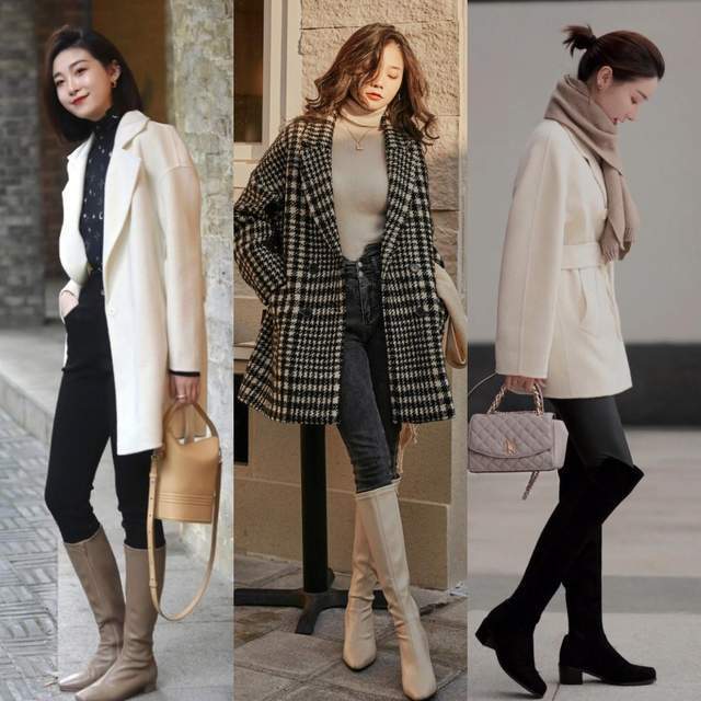 被街拍博主冬季穿搭一件大衣裙子长裤保暖舒适简约时髦