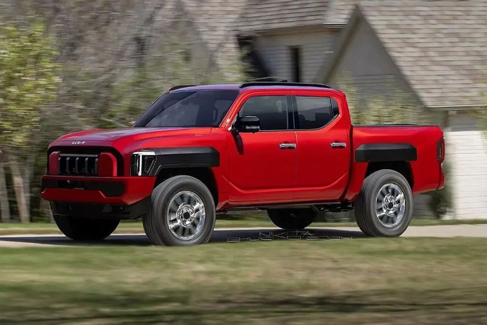 起亚ev9 皮卡渲染图曝光,竞争特斯拉和福特电动皮卡