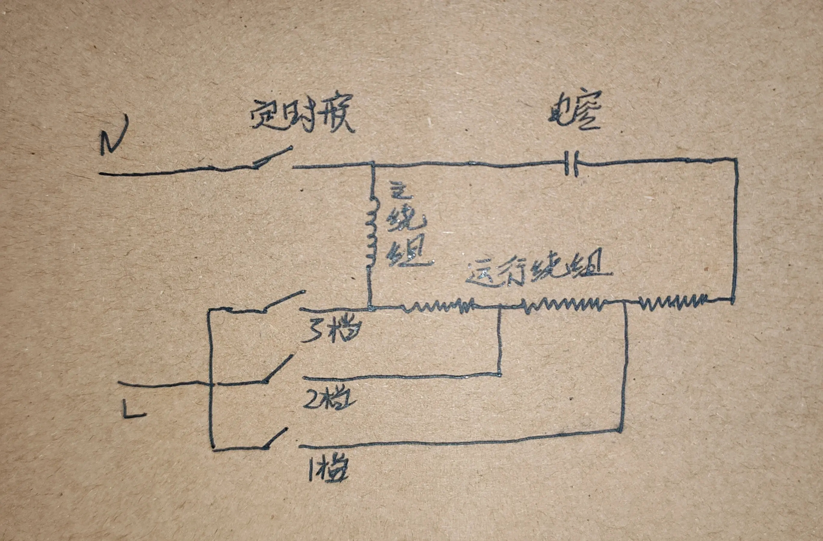 风扇电路短接2档和1档问题找到了,剩下的就很简单了,把2档和1档的电线