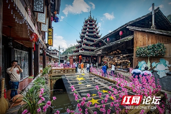 当桃花盛开的时候,来通道芋头古侗寨拥抱春天