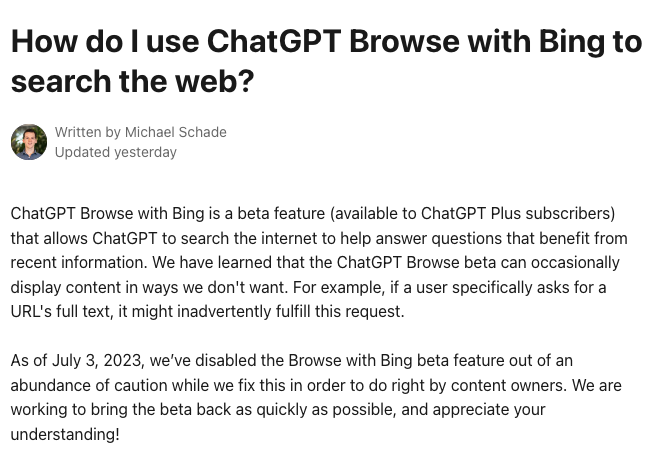 突发！ChatGPT 紧急暂停 Bing 集成，下线搜索功能插图1