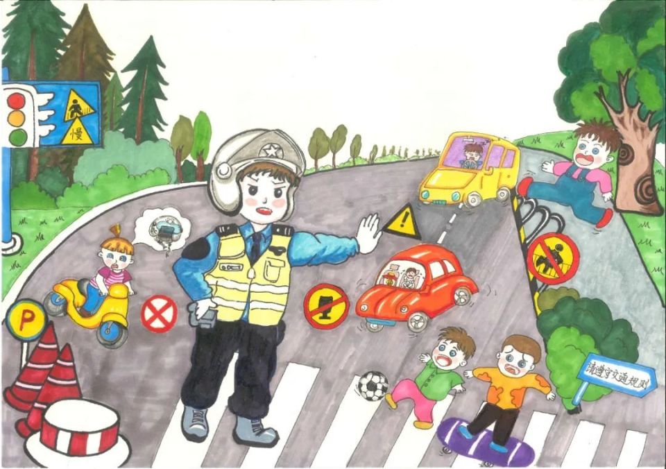 交通安全从娃娃抓起,心相连共建平安校园主题绘画征文获奖作品展播!