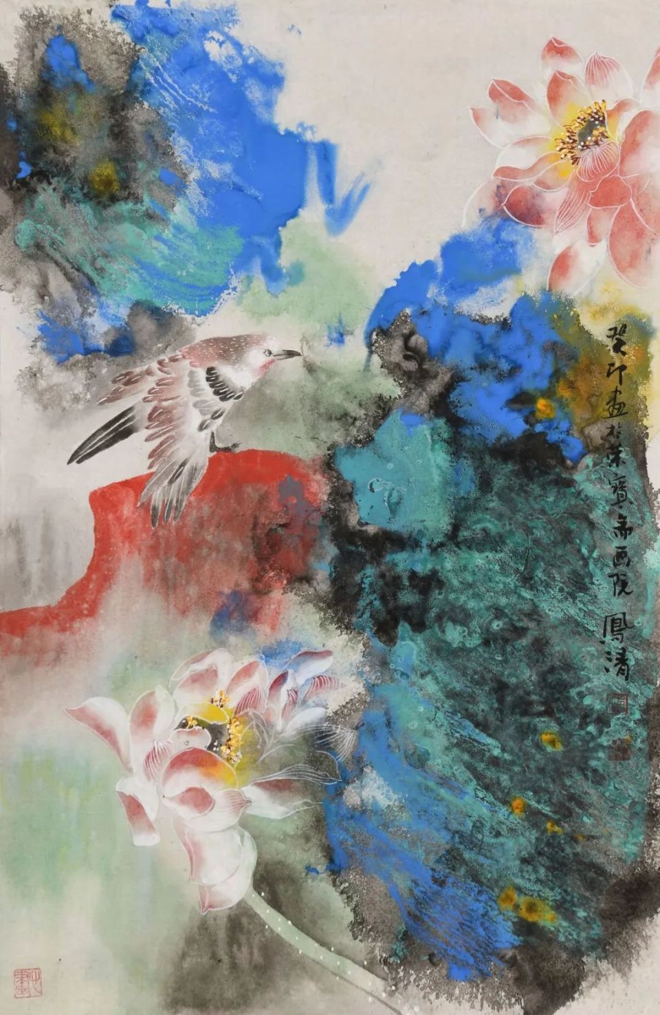 泼彩荷花映心源丨范凤清