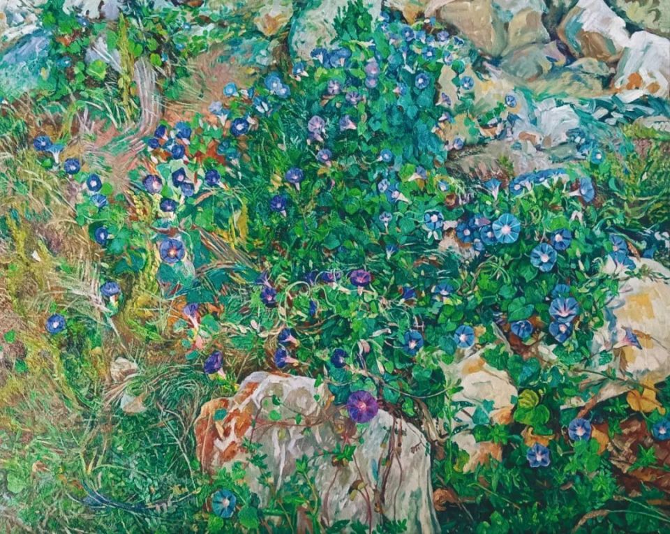 布面油画 2023年孙国娟 《我暂时停留的花园》 80cm×70cm布面油画