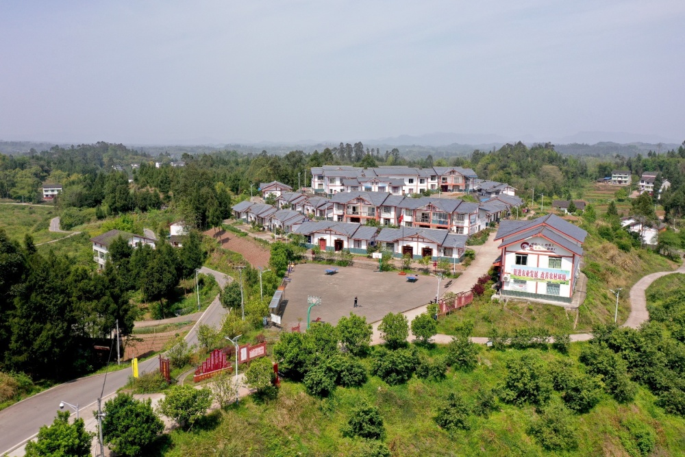 4月10日,广安区兴平镇龙孔村白色的蔬菜大棚与川东民居相得益彰,呈现