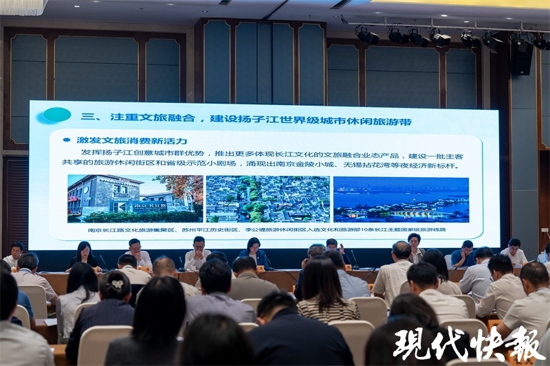 会议期间,与会代表参观了"水韵江苏·长江百景"图片展和大型画卷
