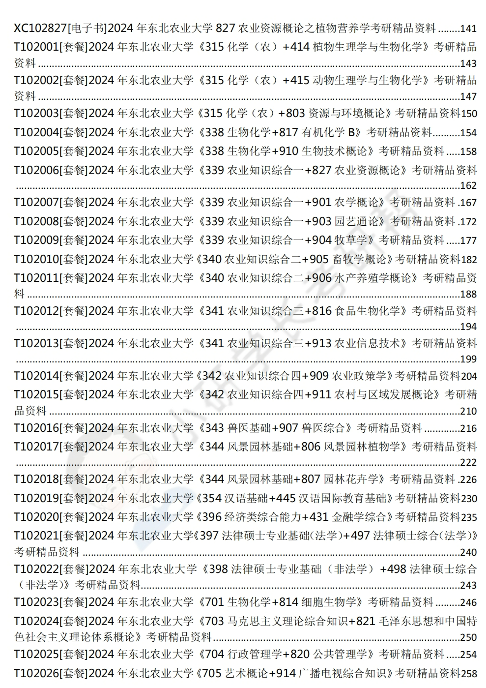 24考研初試複試資料丨東北農業大學