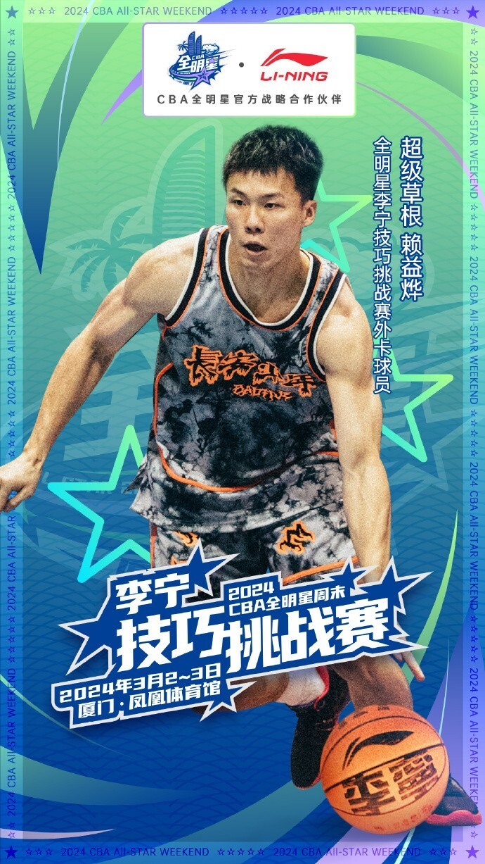 超级草根,赖益烨成为cba全明星李宁技巧挑战赛外卡球员
