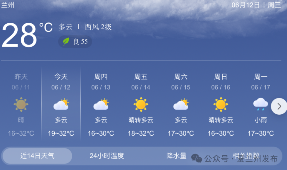 兰州天气预报7天图片