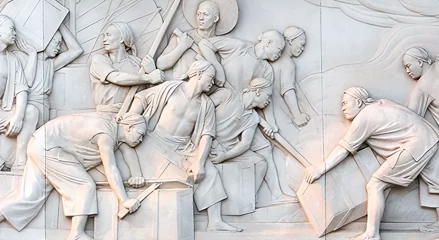 北京,人民英雄纪念碑基座东面浮雕——虎门销烟.