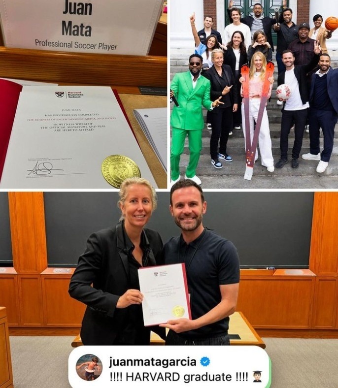 恭喜!36岁胡安马塔从哈佛"娱乐,媒体和体育商业"专业毕业