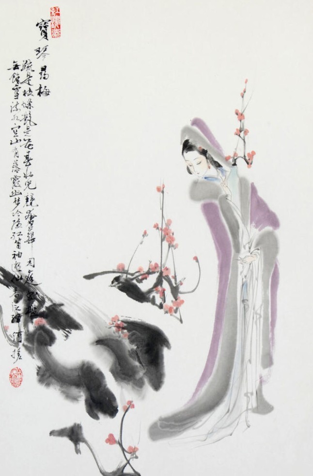 薛宝琴作过十首怀古诗,其中有一首《梅花观怀古》:"不在梅边在柳边