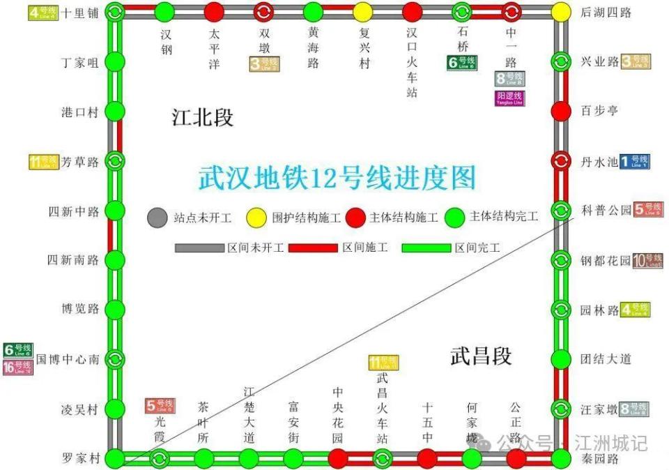 武汉地铁12号线:线路进展图!