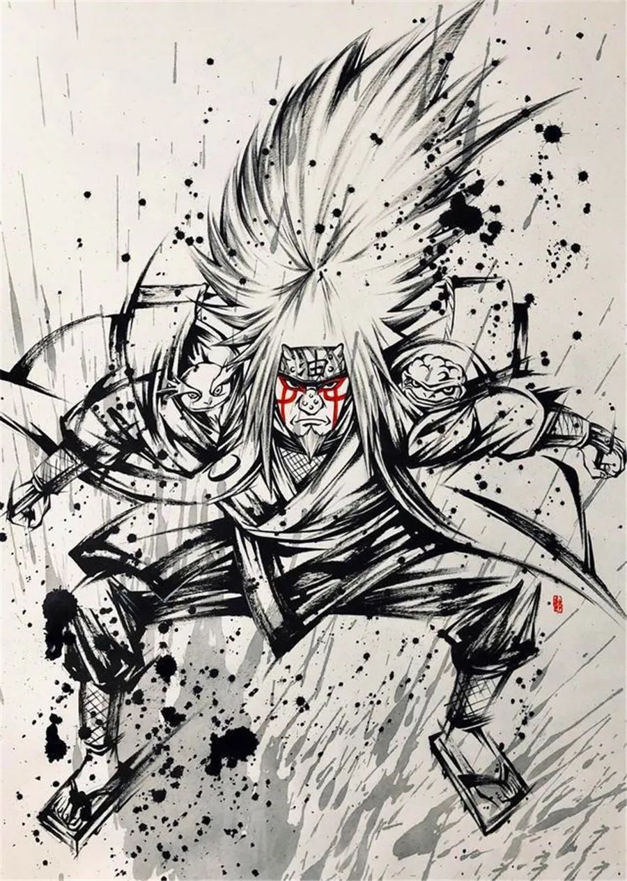 火影:当忍者们遇上中国风水墨画风,带土鼬很帅,雏田小南美如画_腾讯