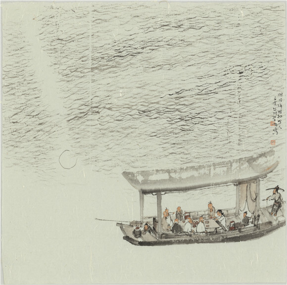 李学明作品丨《明月何时初照人》李学明的作品虽是写意,但他画中的船
