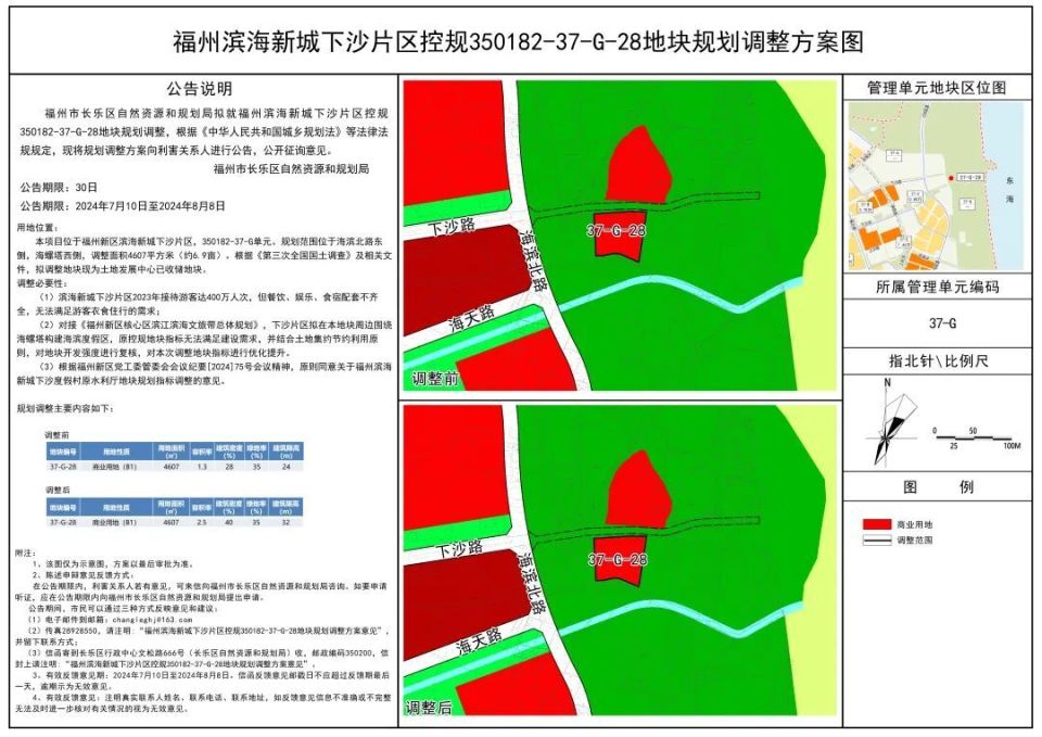请注明"福州滨海新城下沙片区控规350182-37-g-28地块规划调整",并留