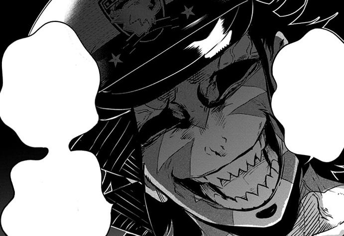 在炼狱杏寿郎外传中登场,人设是一个披着黑色外套,眼白和瞳孔翻转的的