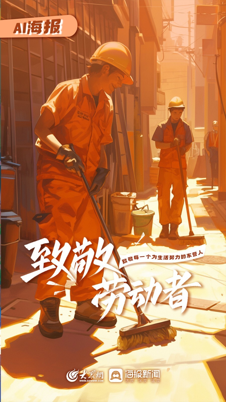 劳动节ai海报 | 致敬每一位奋进的东营人