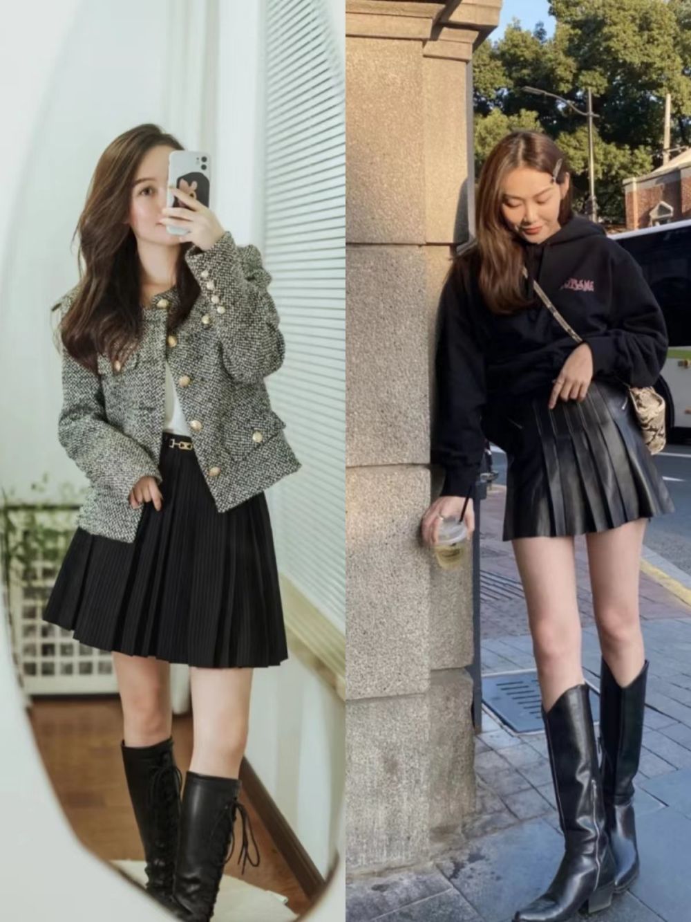 这才是春季该有的打扮仙女裙长筒靴照着搭配美貌值爆表