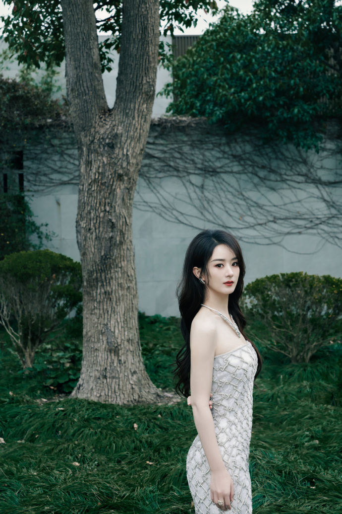 赵丽颖的侧身也同样是美得让人无可挑剔,凹凸有致的模样简直让前夫