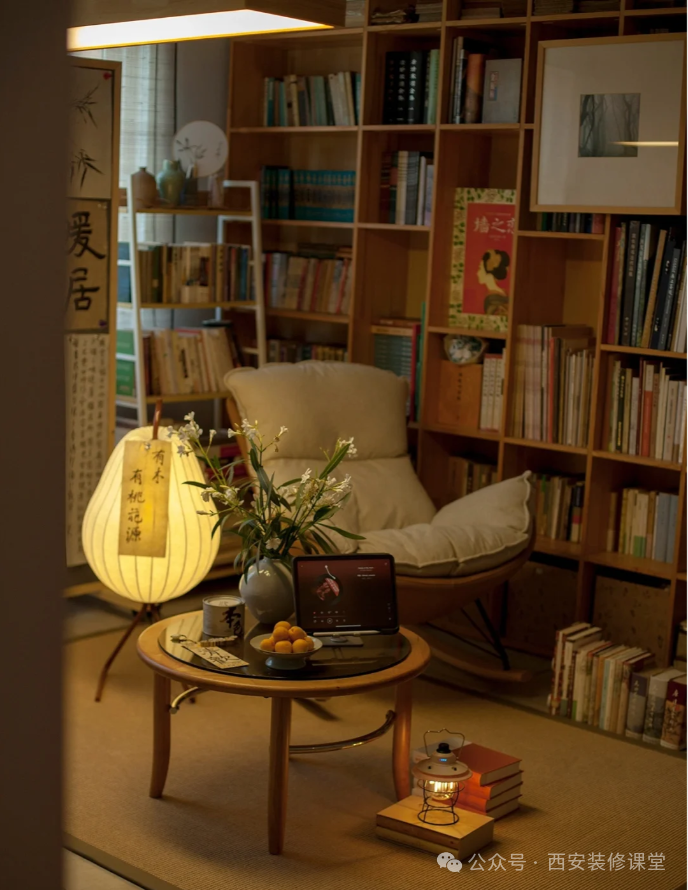 书房角落布置成了完美的读书角,平时在这里独处阅读,非常惬意书房一角