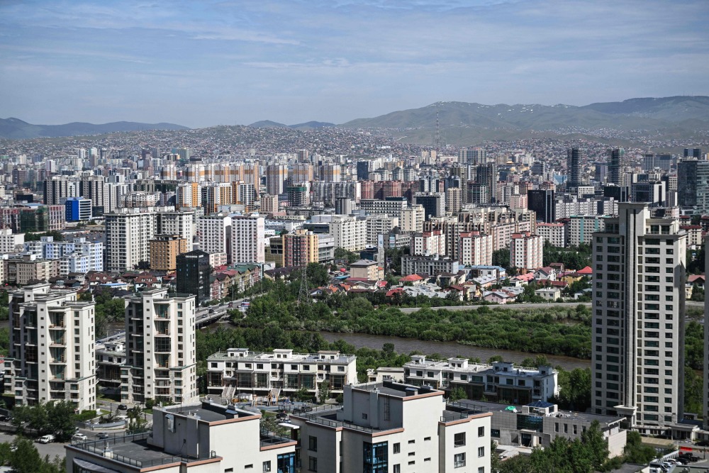 俯瞰蒙古国首都乌兰巴托