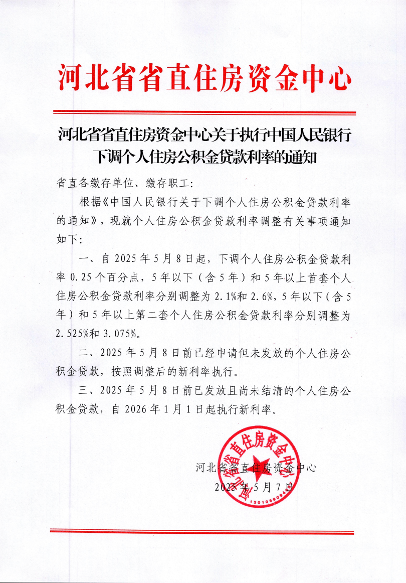 住房公积金贷款利率明起下调！河北发布通知_腾讯新闻