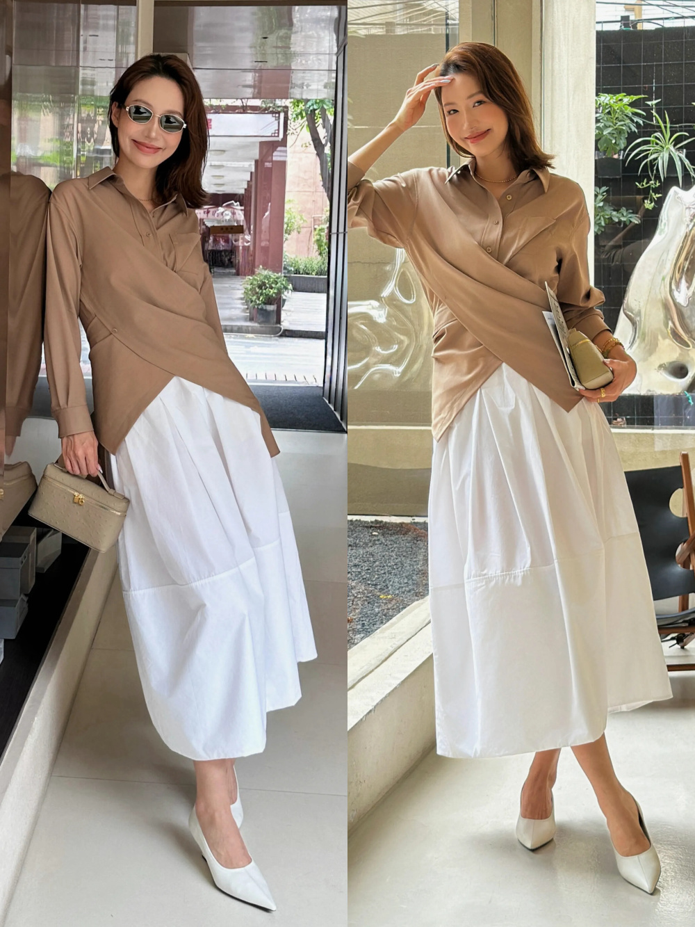 Gallery - Áo sơ mi đã trở nên vô cùng phổ biến trong mùa hè này, và chúng trông rất thanh lịch và sành điệu khi kết hợp với quần short, chân váy hoặc quần dài! - image 9