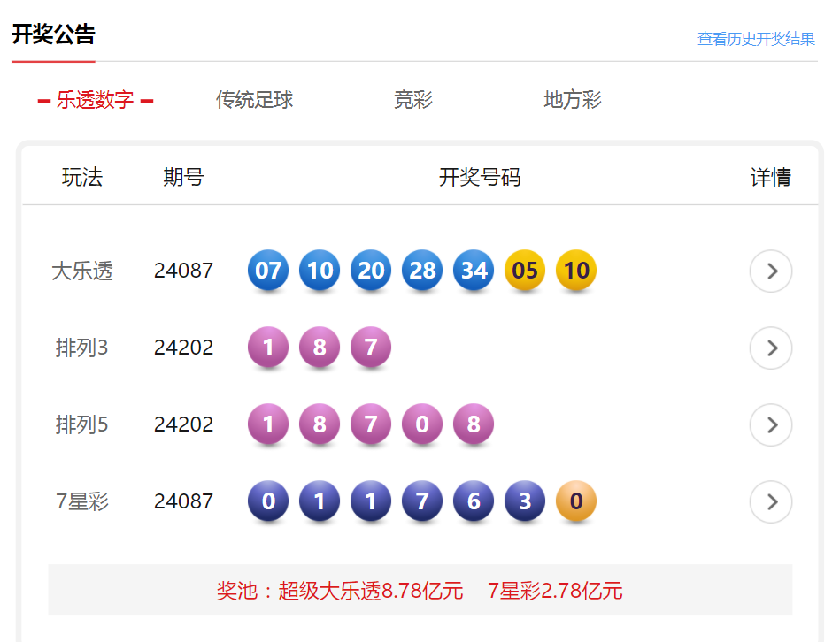 7月30日体彩开奖公告