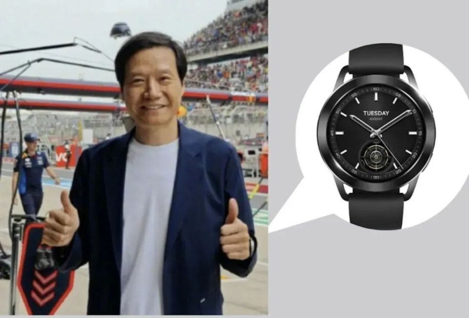 跟林俊杰同场的小米董事长雷军,他所戴的小米智能手表,约为8百元人民