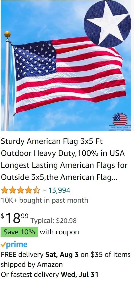 法案即将呈送拜登签字 美联邦政府将不能采购"外国制造"的美国国旗