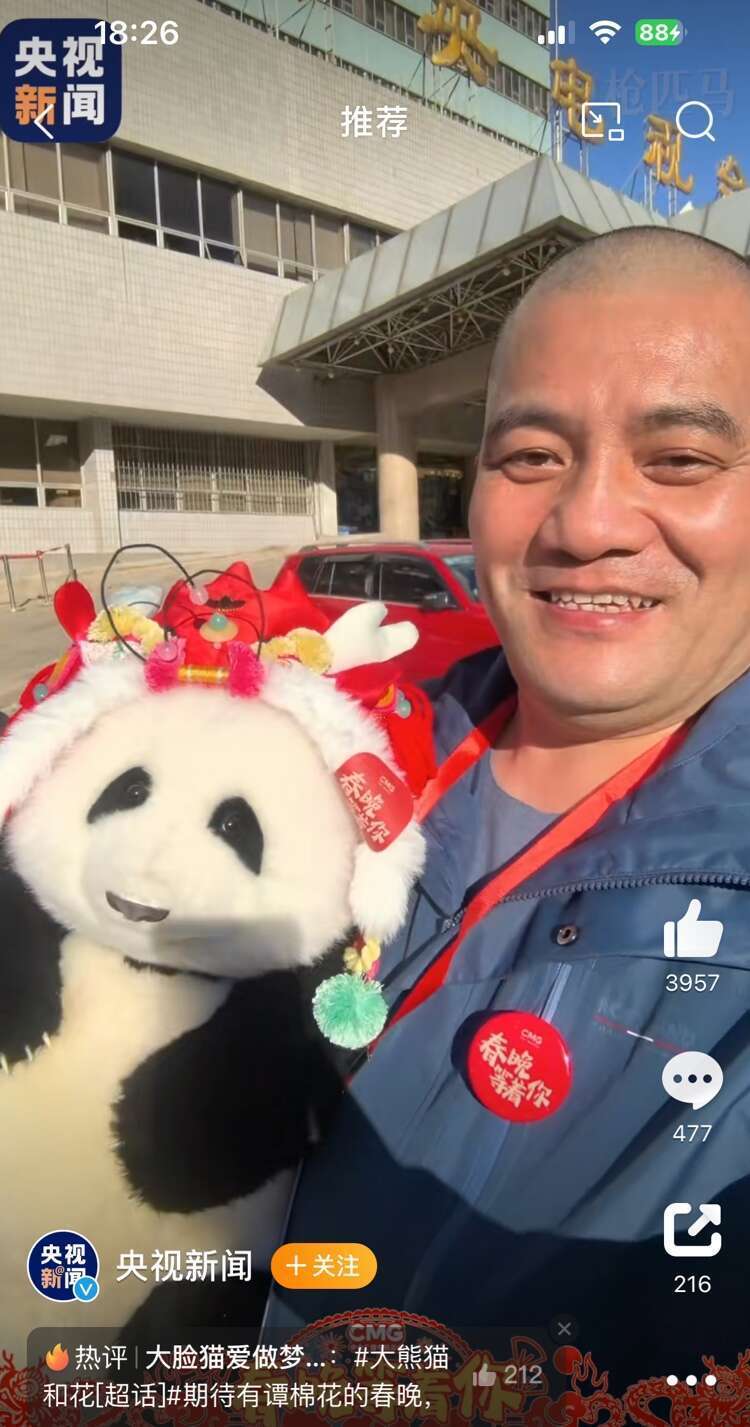 “熊猫花花”玩偶将上春晚 主理人刚获评“淘宝年度十大掌柜”_腾讯新闻
