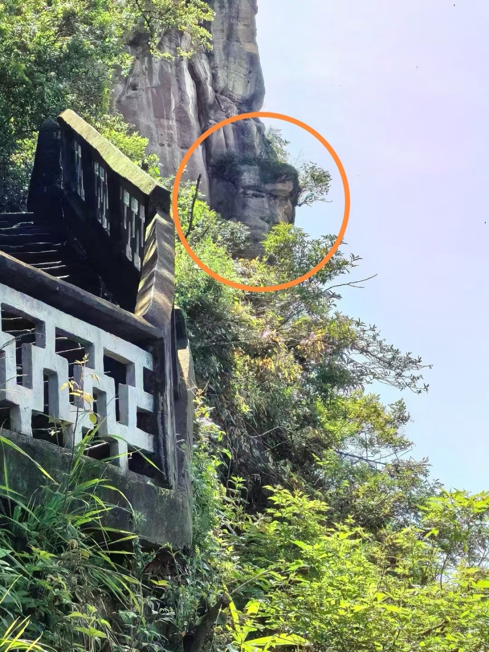 拍完照片后,他指了指远处的"石身人面像",不仅父母也觉得像人脸,其他