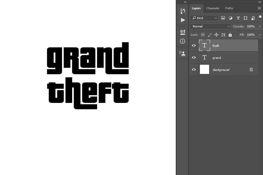 现在,使用" 水平字体工具(t) "相同的设置,再次单击画布内的任意位置